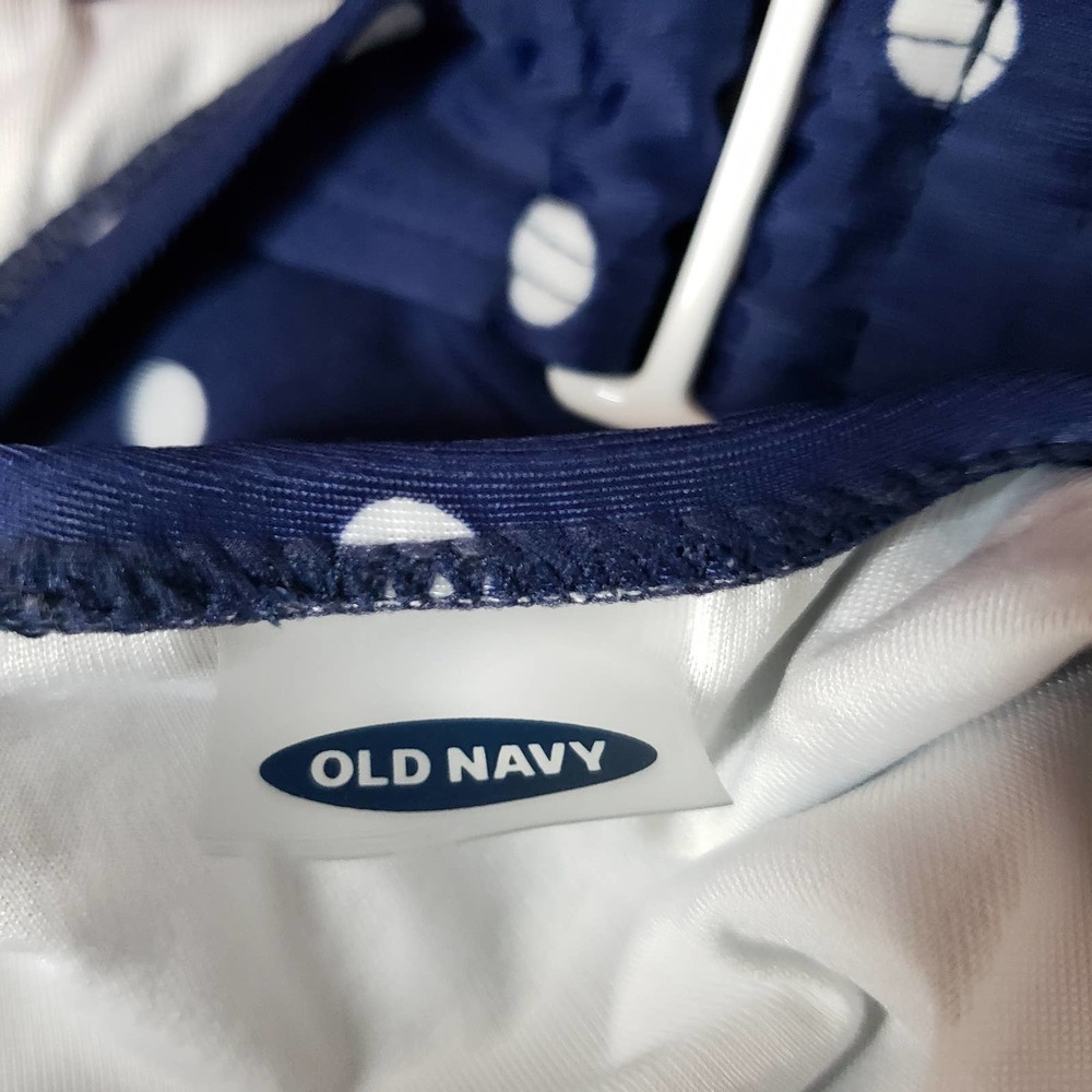 Old Navy One Piece Polka Dot Bathing Suit Womens Size Medium Bralette Blue - Picture 8 of 8